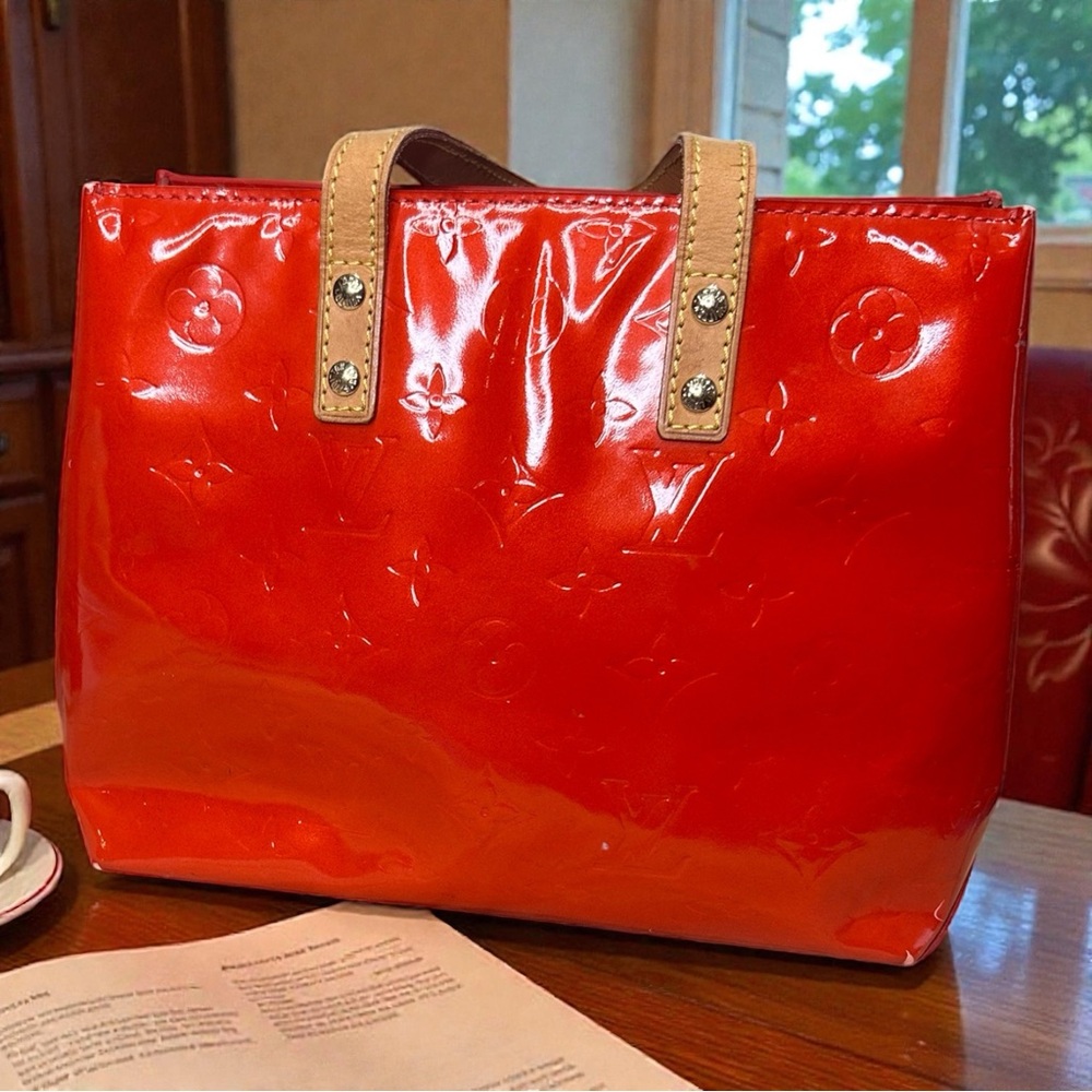 Louis Vuitton Bright Red Bag With Leather Straps